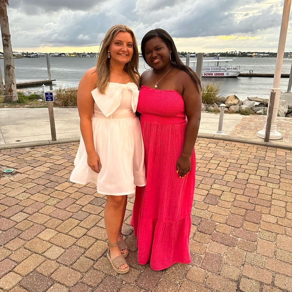 Pink Anthropologie Strapless Maxi Dress